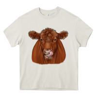 Cream red angus Heavy Core Tee - JahusDesignShop