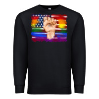 Black lgbtq flag and american flag with hand Premium Sweatshirt - Artiststas
