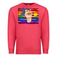 Cardinal lgbtq flag and american flag with hand Premium Sweatshirt - Artiststas