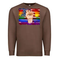 Chestnut lgbtq flag and american flag with hand Premium Sweatshirt - Artiststas