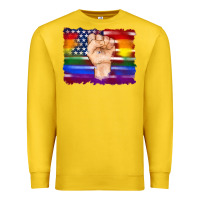 Lemon lgbtq flag and american flag with hand Premium Sweatshirt - Artiststas
