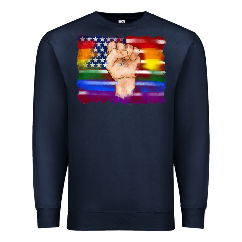 Lgbtq Flag And American Flag With Hand Premium Sweatshirt by Artiststas | Teevron