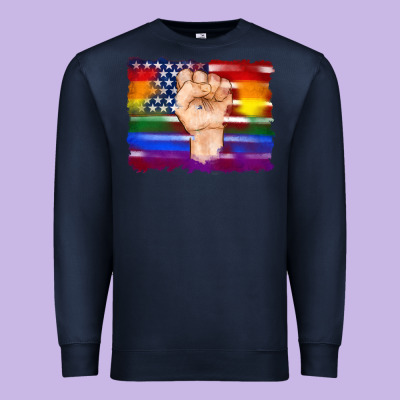 Lgbtq Flag And American Flag With Hand Premium Sweatshirt Designed By Artiststas