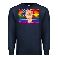Navy lgbtq flag and american flag with hand Premium Sweatshirt - Artiststas