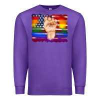 Purple lgbtq flag and american flag with hand Premium Sweatshirt - Artiststas