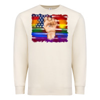 Sandshell lgbtq flag and american flag with hand Premium Sweatshirt - Artiststas