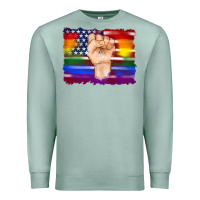 Seafoam lgbtq flag and american flag with hand Premium Sweatshirt - Artiststas