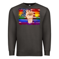 Smoke lgbtq flag and american flag with hand Premium Sweatshirt - Artiststas