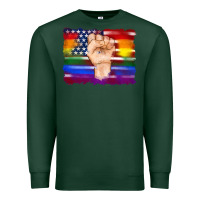 Sports Green lgbtq flag and american flag with hand Premium Sweatshirt - Artiststas