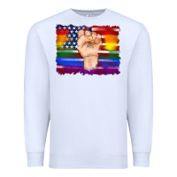 White lgbtq flag and american flag with hand Premium Sweatshirt - Artiststas