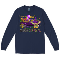 Navy Happy Mardi carnival with truck Long Sleeve Tee - HowdyJamesFarm