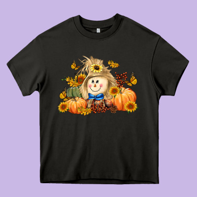 Fall Scarecrow Heavy Core Tee Designed By Lillyallendesigns