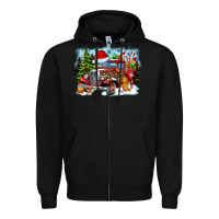 Black Christmas truck Zipper Hoodie - CowhideDigitalArt