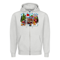 Dove Grey Christmas truck Zipper Hoodie - CowhideDigitalArt