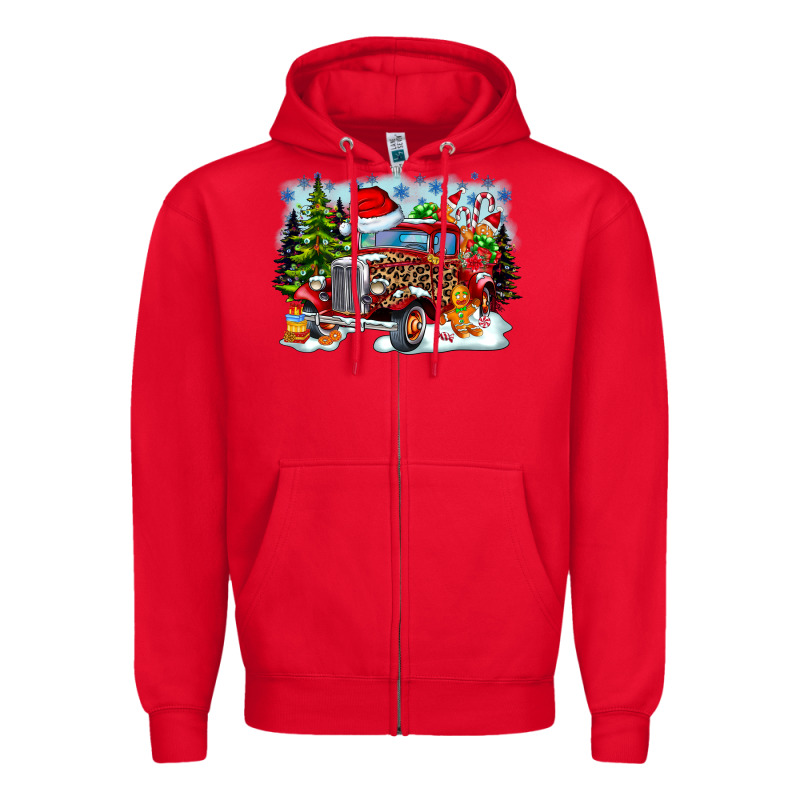 Christmas Truck Zipper Hoodie by CowhideDigitalArt | Teevron