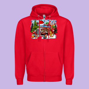 Christmas Truck Zipper Hoodie Designed By Cowhidedigitalart