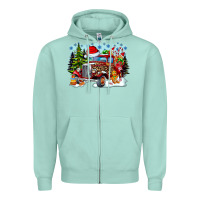 Seafoam Christmas truck Zipper Hoodie - CowhideDigitalArt