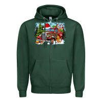 Sports Green Christmas truck Zipper Hoodie - CowhideDigitalArt