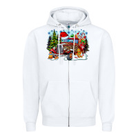 White Christmas truck Zipper Hoodie - CowhideDigitalArt