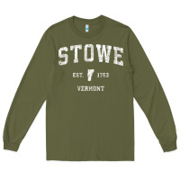 Army Green Stowe Vermont Vt Vintage Athletic Sports Long Sleeve Tee - minhPixels
