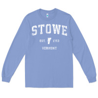 Colony Blue Stowe Vermont Vt Vintage Athletic Sports Long Sleeve Tee - minhPixels