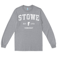 Heather Grey Stowe Vermont Vt Vintage Athletic Sports Long Sleeve Tee - minhPixels