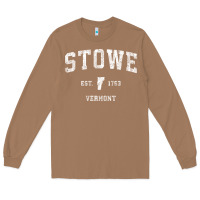 Toasted Coconut Stowe Vermont Vt Vintage Athletic Sports Long Sleeve Tee - minhPixels