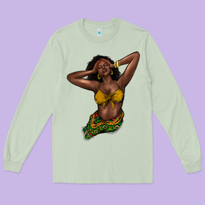 Black Woman Long Sleeve Tee Designed By Howdyjamesfarm