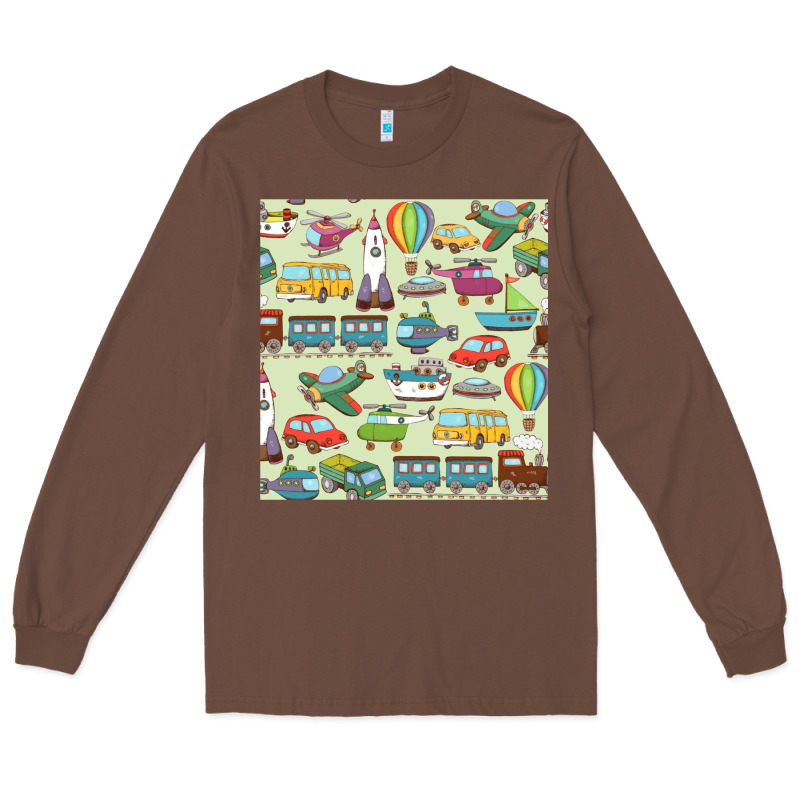 Planes, Trains, And Automobiles Pattern Chiffon Top Long Sleeve Tee by minhPixels | Teevron