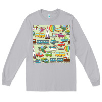 Moon Dust Planes, Trains, and Automobiles pattern Chiffon Top Long Sleeve Tee - minhPixels