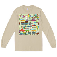 Mushroom Planes, Trains, and Automobiles pattern Chiffon Top Long Sleeve Tee - minhPixels
