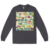 Smoke Planes, Trains, and Automobiles pattern Chiffon Top Long Sleeve Tee - minhPixels