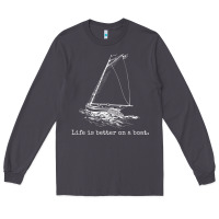Smoke Life Is Better On A Boat Sailboat Sketch Cool Sailing Gifts Long Sleeve Tee - minhPixels