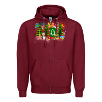 Burgundy Christmas teacher Zipper Hoodie - CowhideDigitalArt