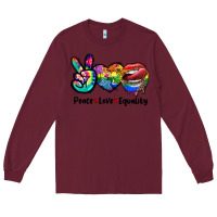 Burgundy Peace love equality LGBT+ Long Sleeve Tee - CowGirlArtShop