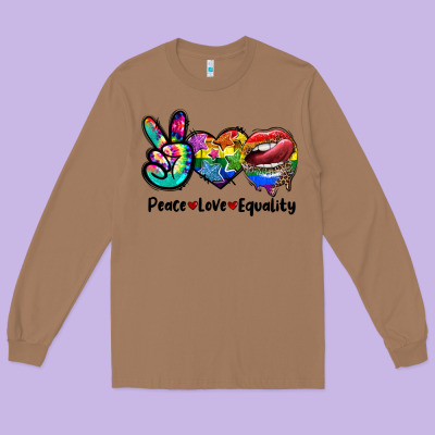 Peace Love Equality Lgbt+ Long Sleeve Tee Designed By Cowgirlartshop