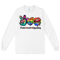White Peace love equality LGBT+ Long Sleeve Tee - CowGirlArtShop