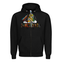 Black steppin into juneteenth Zipper Hoodie - SublimationCraftShop