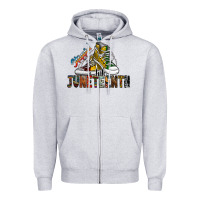 Heather Grey steppin into juneteenth Zipper Hoodie - SublimationCraftShop