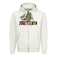 Oatmeal Heather steppin into juneteenth Zipper Hoodie - SublimationCraftShop