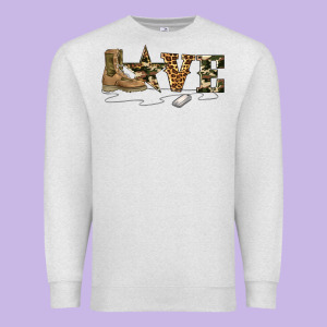 Camouflage Military Boots Love Premium Sweatshirt Designed By Artiststas
