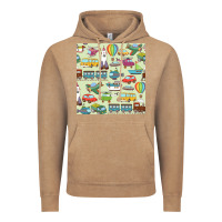 Vintage Coffee Planes, Trains, and Automobiles pattern Chiffon Top Vintage Hoodie - minhPixels