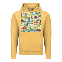 Vintage Mustard Planes, Trains, and Automobiles pattern Chiffon Top Vintage Hoodie - minhPixels