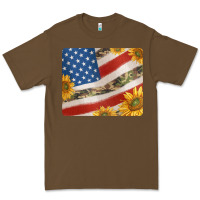 Cacao american flag sunflowers and canouflage print veteran mousepad Premium Tee - Jasminsmagicworld