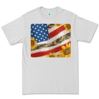 Dove Grey american flag sunflowers and canouflage print veteran mousepad Premium Tee - Jasminsmagicworld