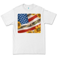 White american flag sunflowers and canouflage print veteran mousepad Premium Tee - Jasminsmagicworld