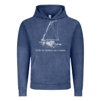 Vintage Denim Life Is Better On A Boat Sailboat Sketch Cool Sailing Gifts Vintage Hoodie - minhPixels