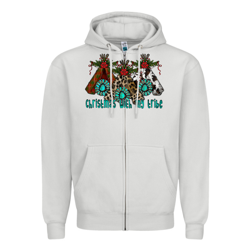 Christmas With Tribe Zipper Hoodie by CowhideDigitalArt | Teevron