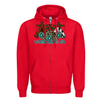 Red Christmas With Tribe Zipper Hoodie - CowhideDigitalArt