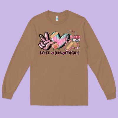 Peace Love Nursing Long Sleeve Tee Designed By Cowgirlartshop